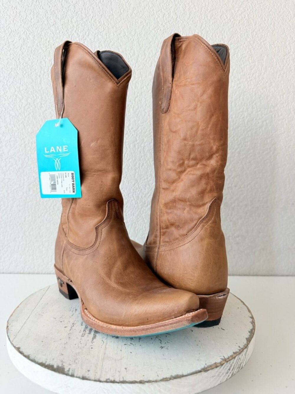 Lane EMMA JANE Brown Cowboy Boots Size 8 Western Cowgirl Mid Calf Tall Snip Toe